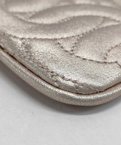 Coach Metallic Champagne Quilted Heart Leather Wristlet - Image 3