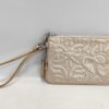 Coach Metallic Champagne Quilted Heart Leather Wristlet
