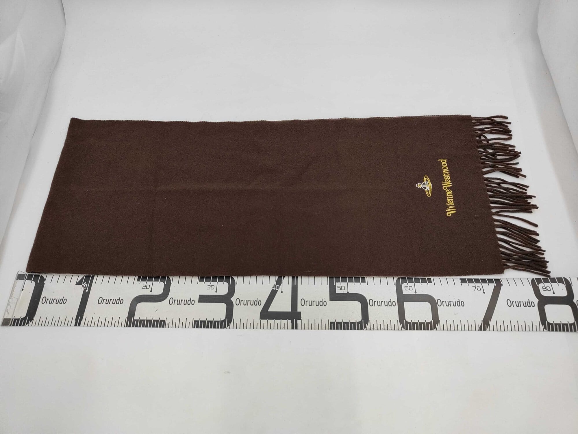Vivienne Westwood Embroidered Orb Logo Fringed Wool Scarf - Image 3