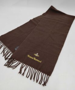 Vivienne Westwood Embroidered Orb Logo Fringed Wool Scarf