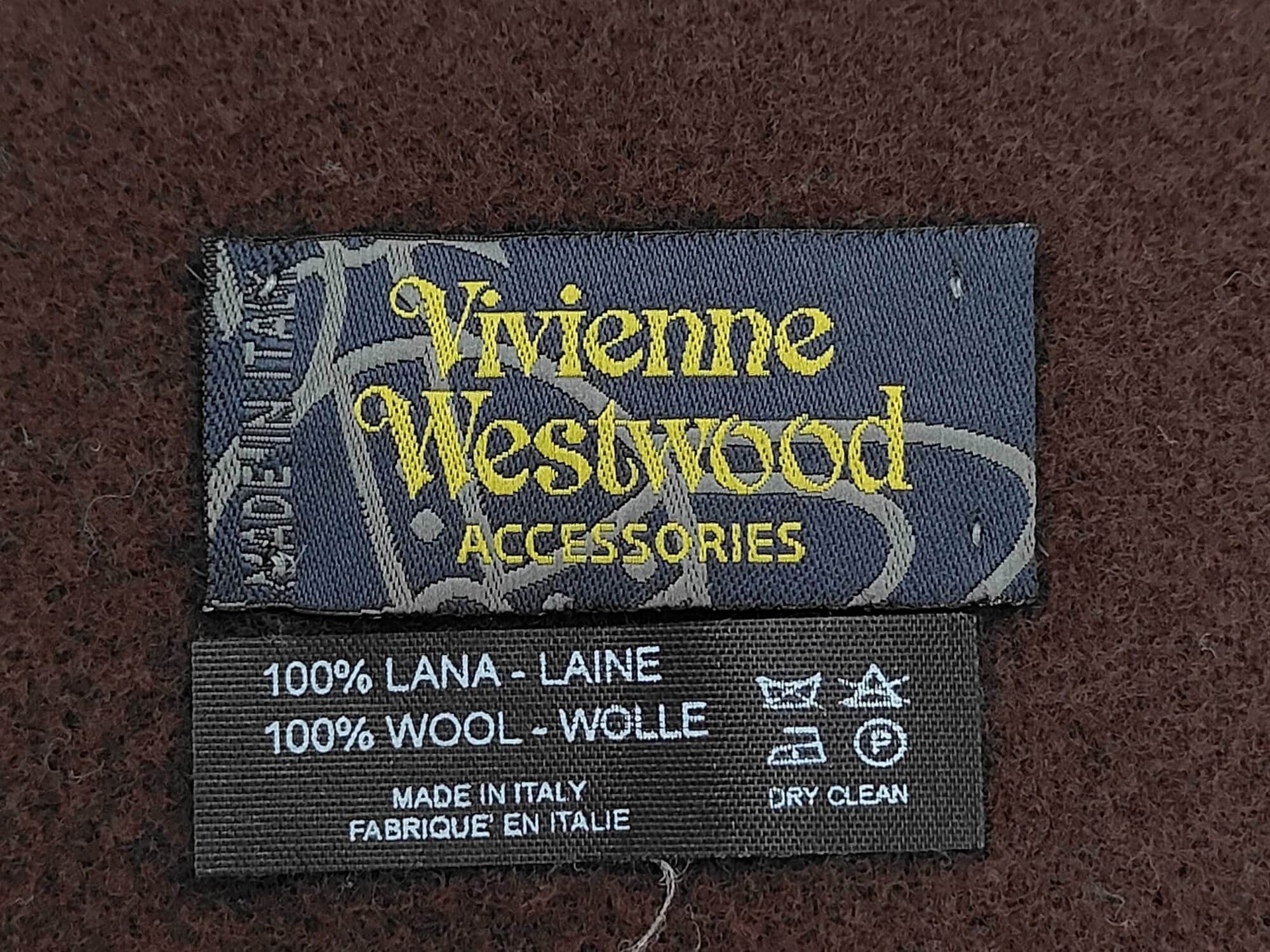 Vivienne Westwood Embroidered Orb Logo Fringed Wool Scarf - Image 5