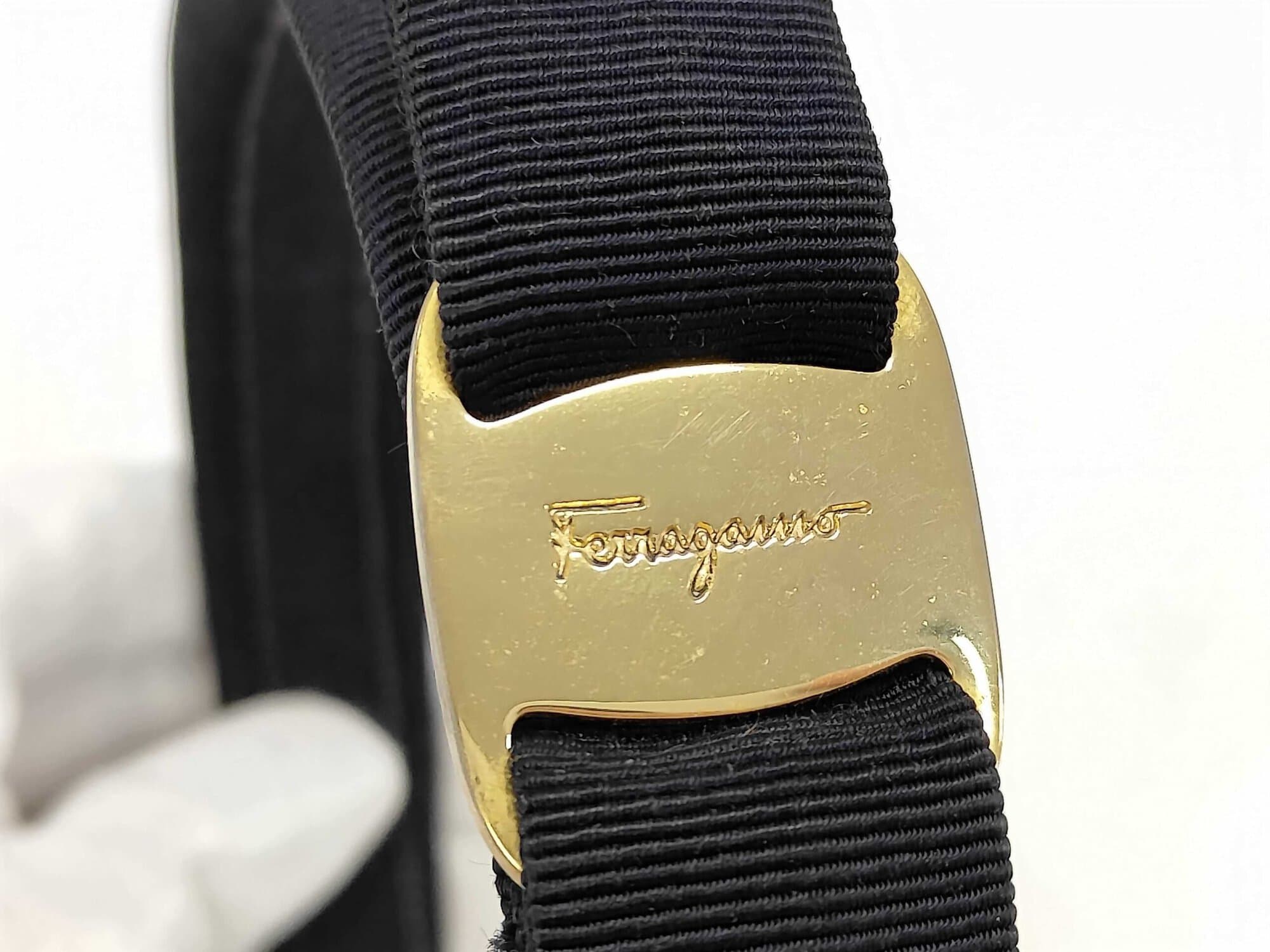 Ferragamo Black Grosgrain Vara Bow Headband - Image 5