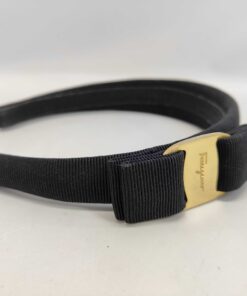 Ferragamo Black Grosgrain Vara Bow Headband - Image 3