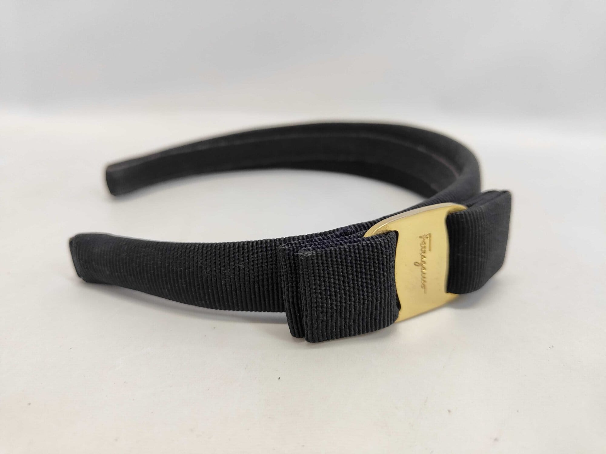 Ferragamo Black Grosgrain Vara Bow Headband - Image 3