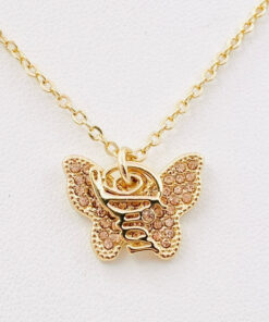 Christian Dior Crystal Butterfly Pendant Necklace
