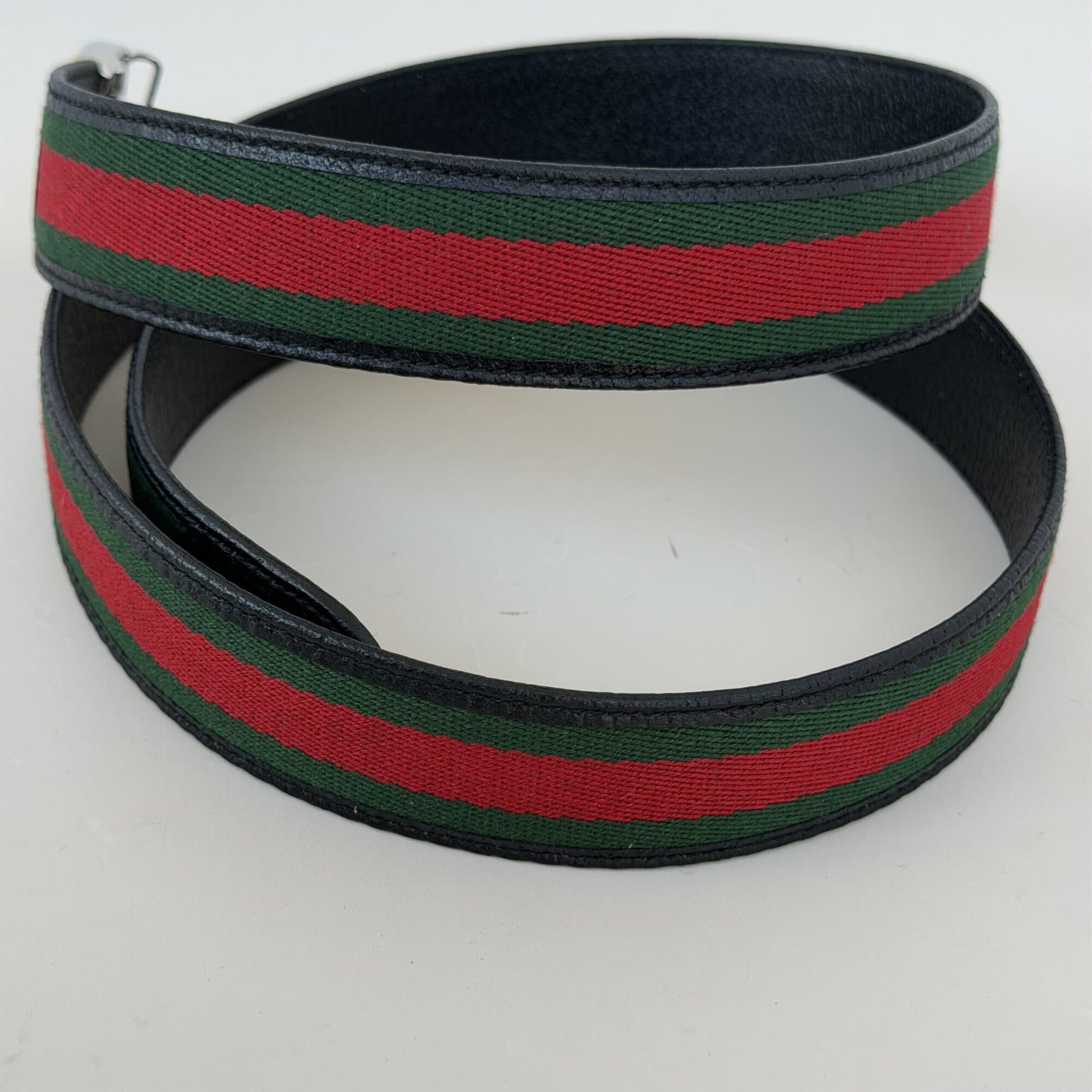 Gucci Interlocking G Oval Two-Tone Buckle Web Canvas Belt – 95/38 image 3