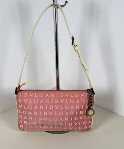 BVLGARI Pink Logomania Canvas Pochette Baguette Bag