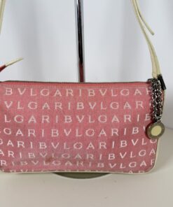BVLGARI Pink Logomania Canvas Pochette Baguette Bag - Image 2