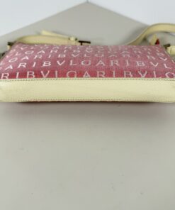 BVLGARI Pink Logomania Canvas Pochette Baguette Bag - Image 6