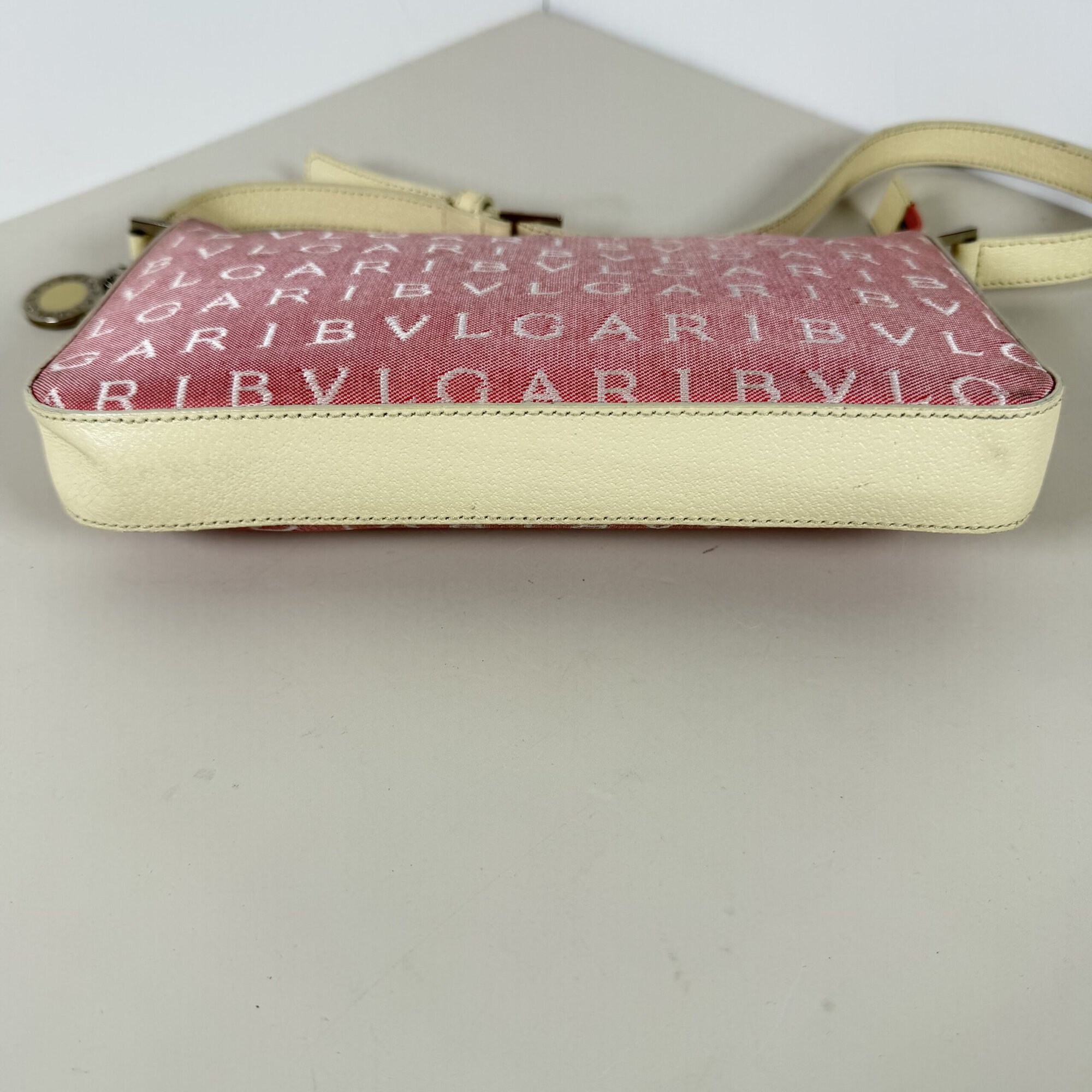 BVLGARI Pink Logomania Canvas Pochette Baguette Bag - Image 6