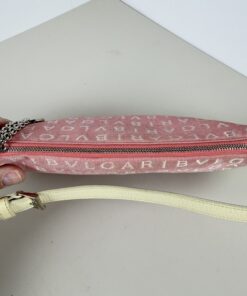 BVLGARI Pink Logomania Canvas Pochette Baguette Bag - Image 7