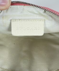 BVLGARI Pink Logomania Canvas Pochette Baguette Bag - Image 9