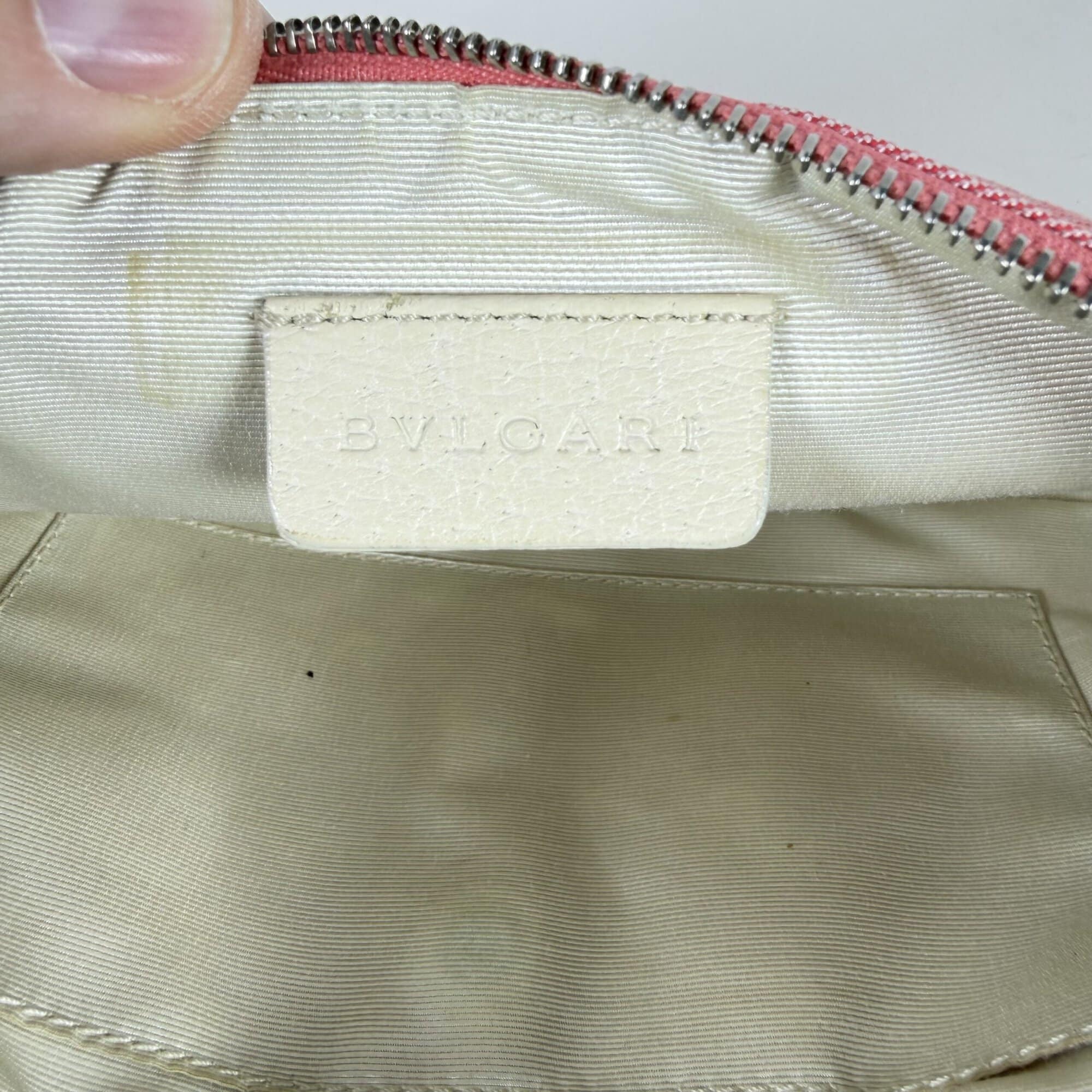 BVLGARI Pink Logomania Canvas Pochette Baguette Bag - Image 9