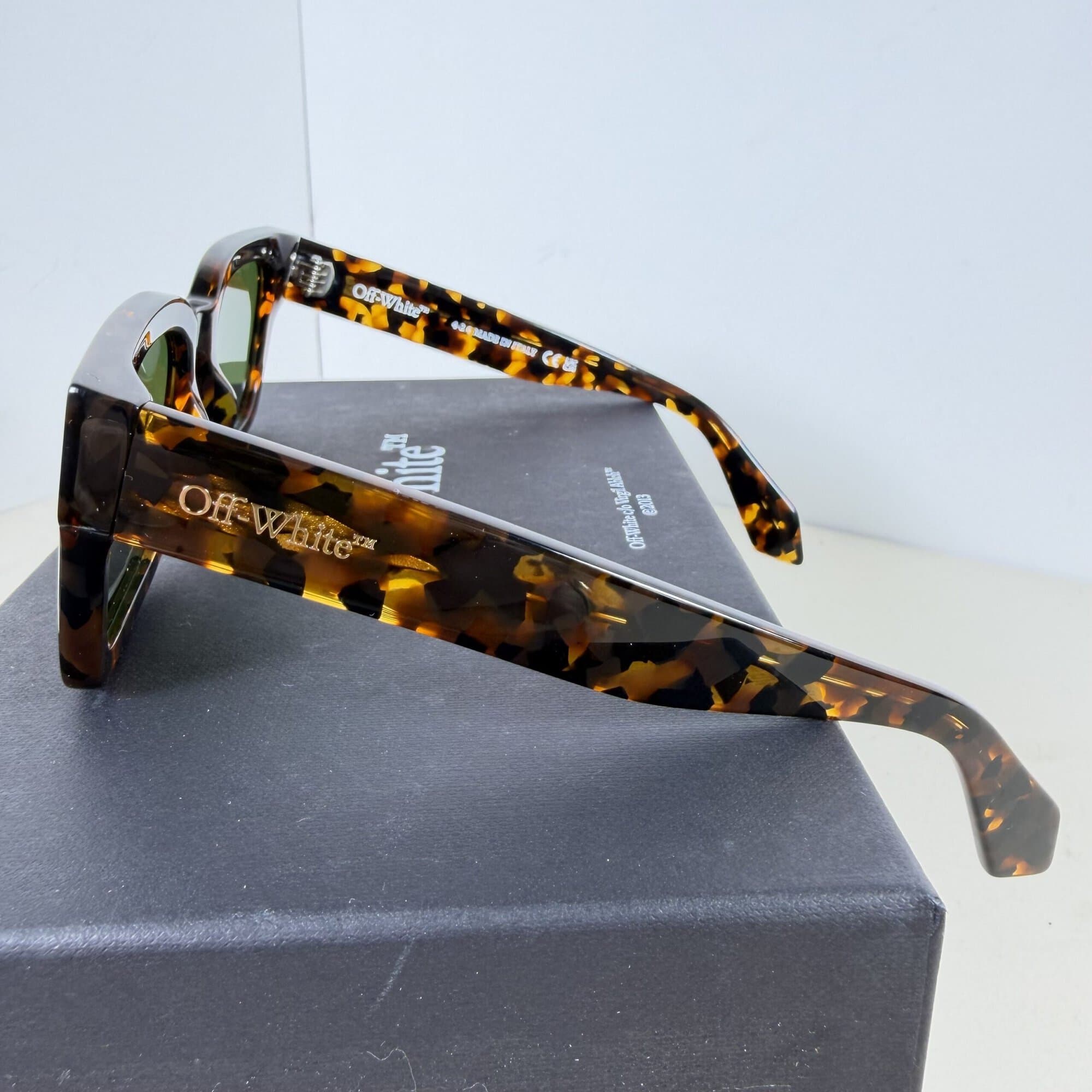 Off-White™ Midland Havana Square Sunglasses with Green Lenses & Original Box NWT - Image 3