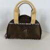 Burberry Vintage Brown Nylon Mini Bowling Bag with Nova Check Trim