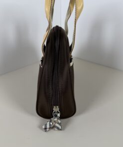 Burberry Vintage Brown Nylon Mini Bowling Bag with Nova Check Trim - Image 3