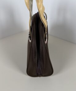 Burberry Vintage Brown Nylon Mini Bowling Bag with Nova Check Trim - Image 4