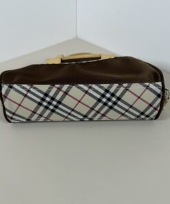 Burberry Vintage Brown Nylon Mini Bowling Bag with Nova Check Trim - Image 5
