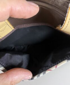Burberry Vintage Brown Nylon Mini Bowling Bag with Nova Check Trim - Image 7