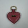 Authentic GUCCI Microguccissima Pink Leather Heart Keychain Charm with Silver Logo Plaque