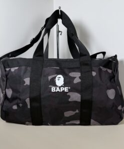 Authentic A Bathing Ape (BAPE) Black Camo Big Duffle Boston Bag 2022 Spring e-MOOK Collection