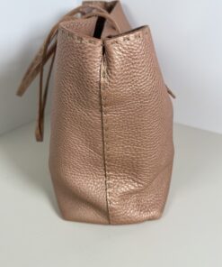 Fendi Metallic Pink Selleria Cuoio Romano Leather Shopping Roll Tote Bag - Image 3