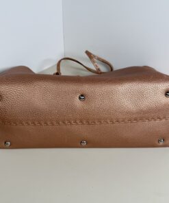 Fendi Metallic Pink Selleria Cuoio Romano Leather Shopping Roll Tote Bag - Image 5