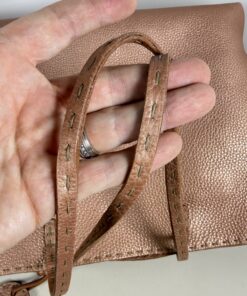 Fendi Metallic Pink Selleria Cuoio Romano Leather Shopping Roll Tote Bag - Image 6