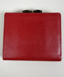 Yves Saint Laurent Triangle Logo Grained Leather Kiss-Lock Wallet