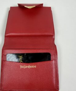 Yves Saint Laurent Triangle Logo Grained Leather Kiss-Lock Wallet - Image 3