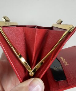 Yves Saint Laurent Triangle Logo Grained Leather Kiss-Lock Wallet - Image 4