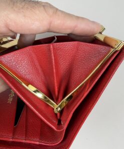 Yves Saint Laurent Triangle Logo Grained Leather Kiss-Lock Wallet - Image 5