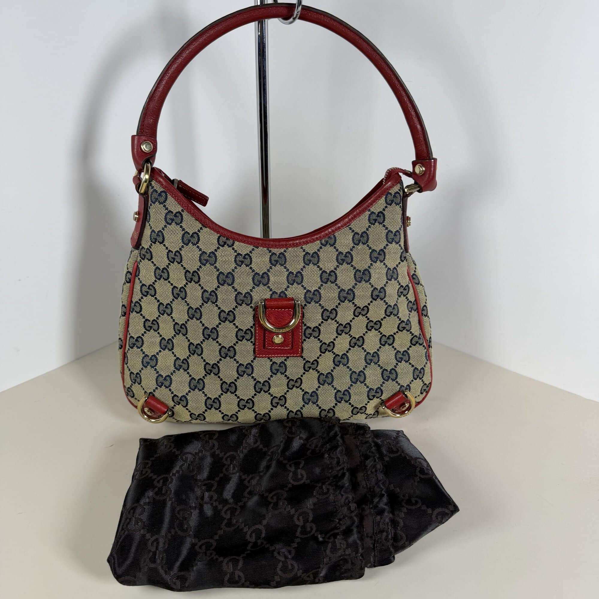 Gucci Small Abbey D-Ring GG Canvas Shoulder Hobo Bag
