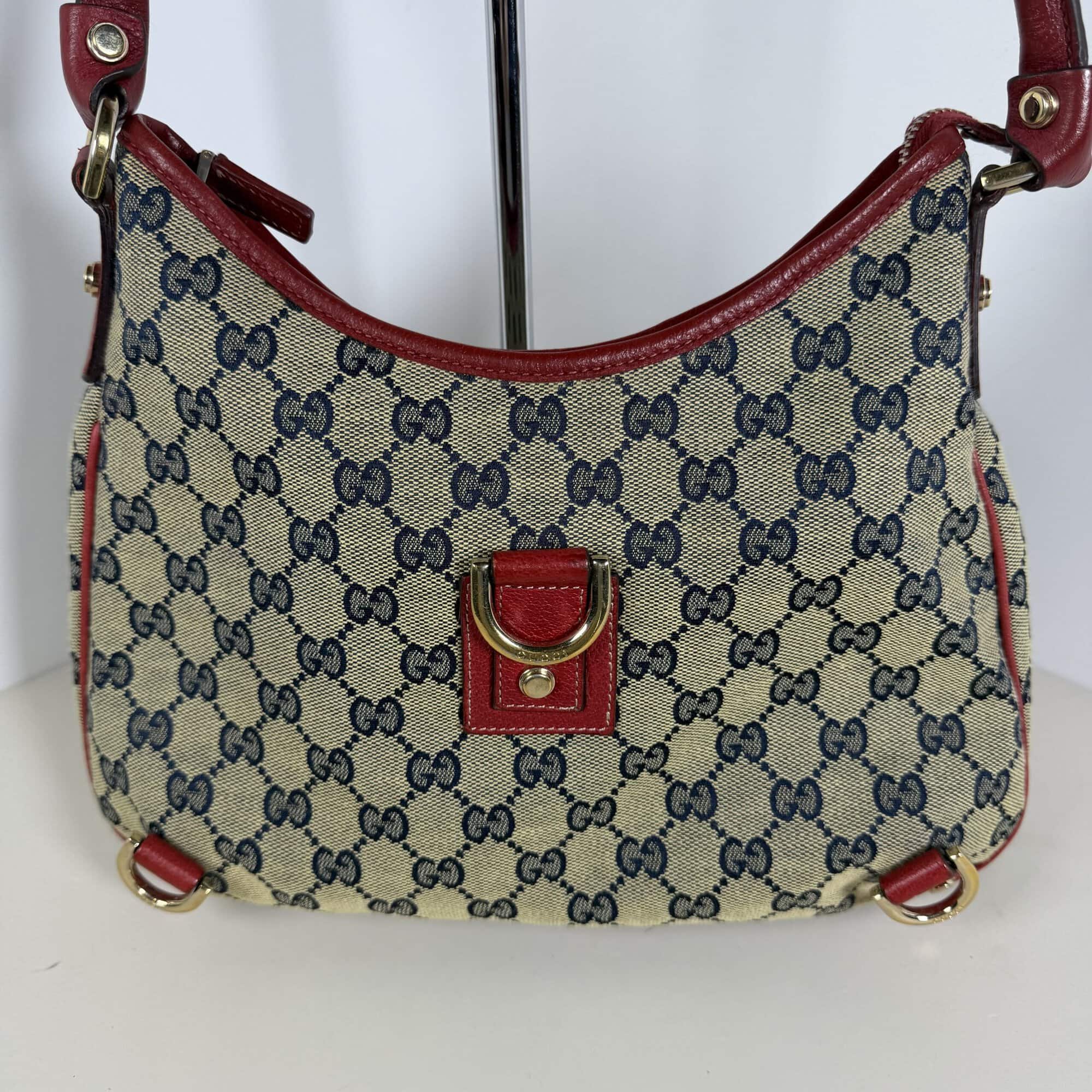 Gucci Small Abbey D-Ring GG Canvas Shoulder Hobo Bag