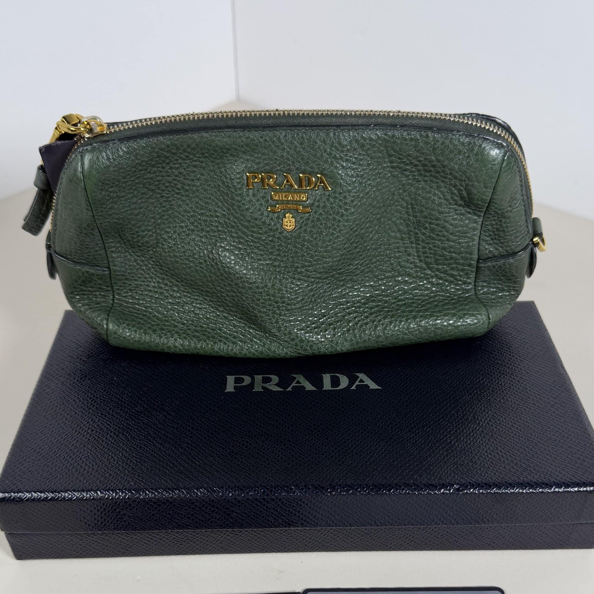 Prada Vitello Phenix Grained Leather Cosmetic Pouch