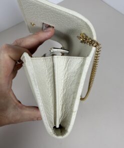 Gucci White Leather Web Ophidia Continental Chain Wallet - Image 4