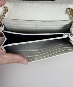 Gucci White Leather Web Ophidia Continental Chain Wallet - Image 7