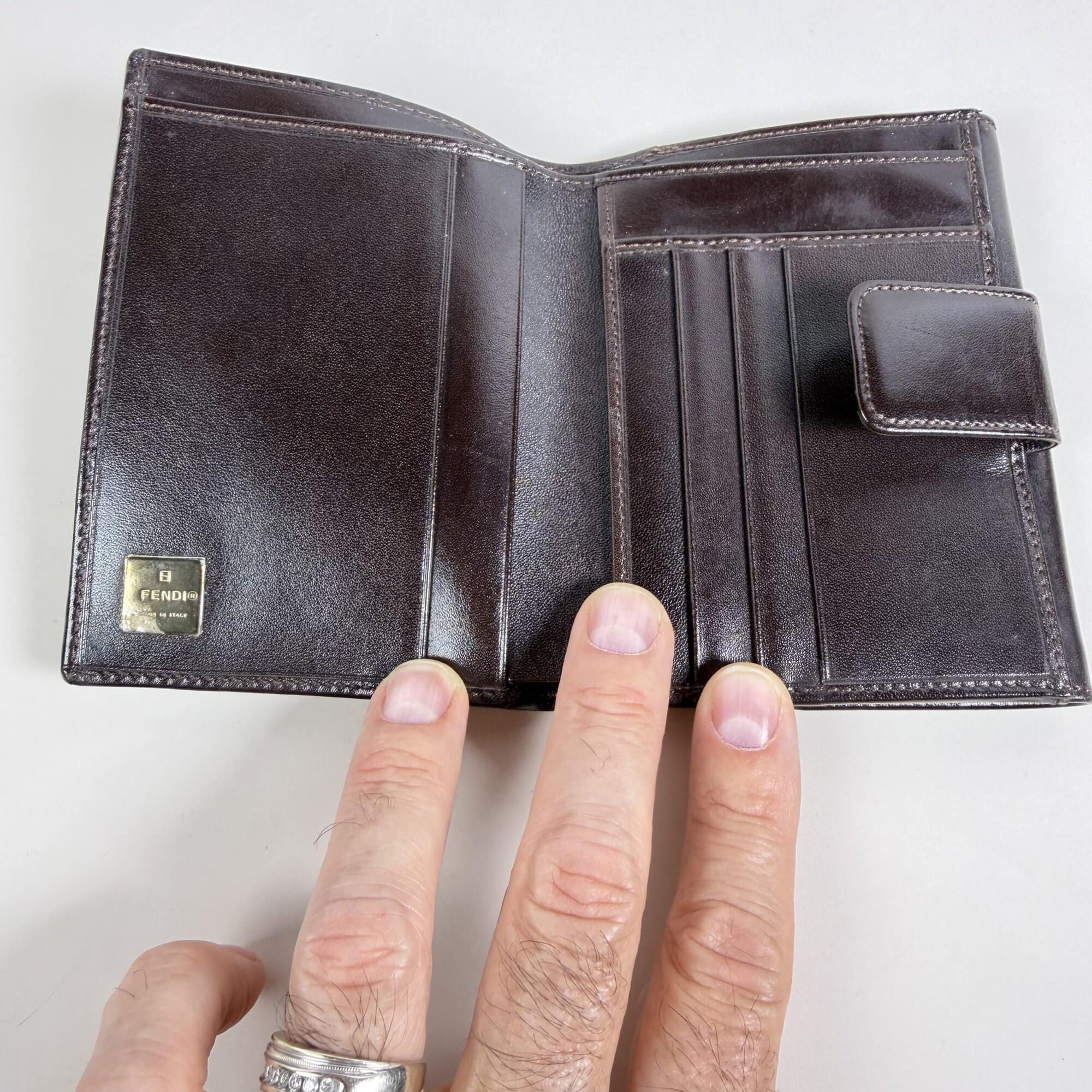 Fendi Zucca Canvas & Brown Leather French Wallet - Image 3