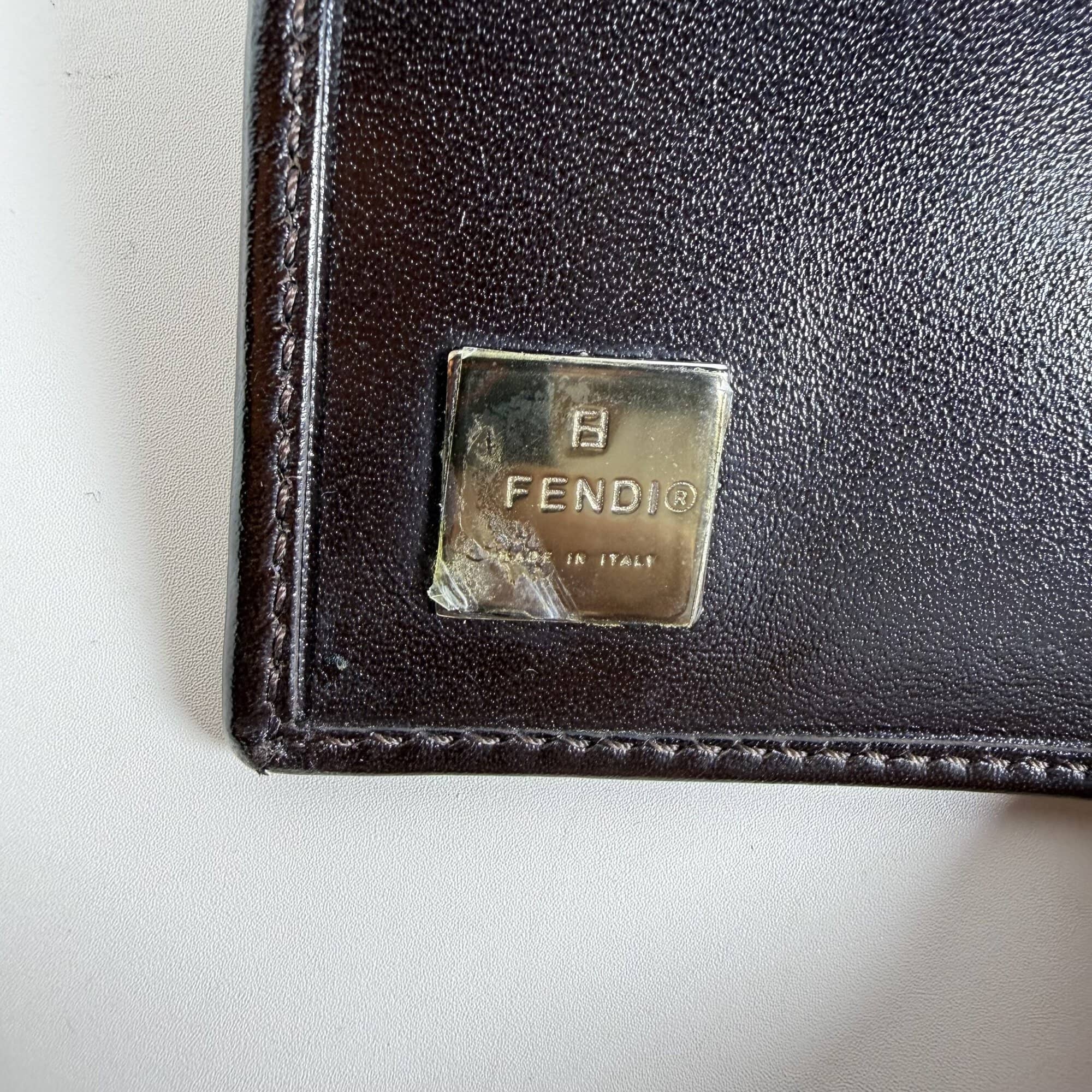 Fendi Zucca Canvas & Brown Leather French Wallet - Image 4
