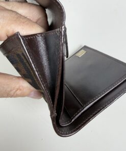 Fendi Zucca Canvas & Brown Leather French Wallet - Image 7