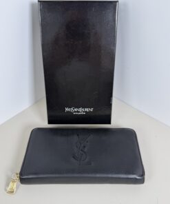 Vintage Yves Saint Laurent Rive Gauche Embossed YSL Zip Around Wallet