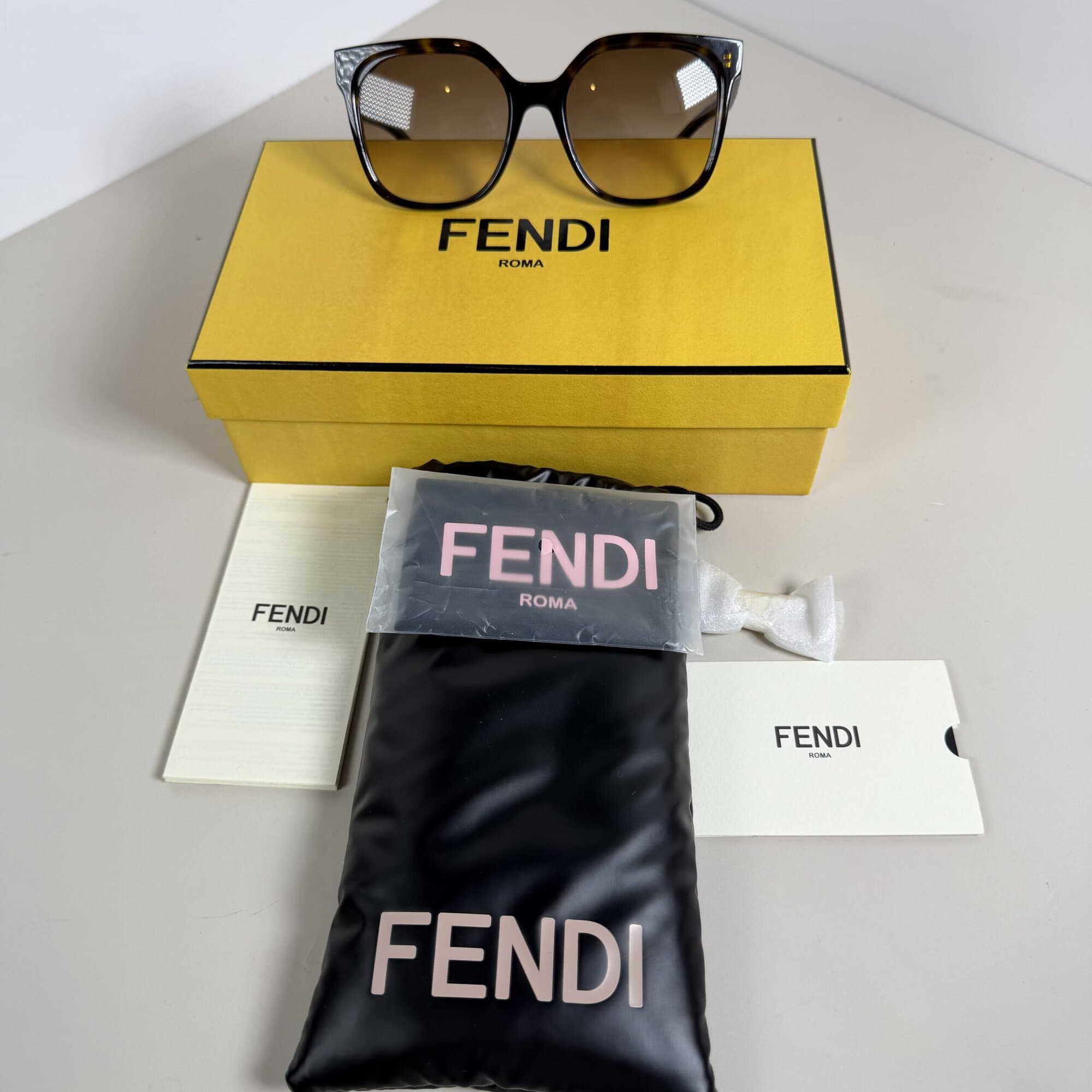 Fendi Oversized Square Tortoiseshell Sunglasses