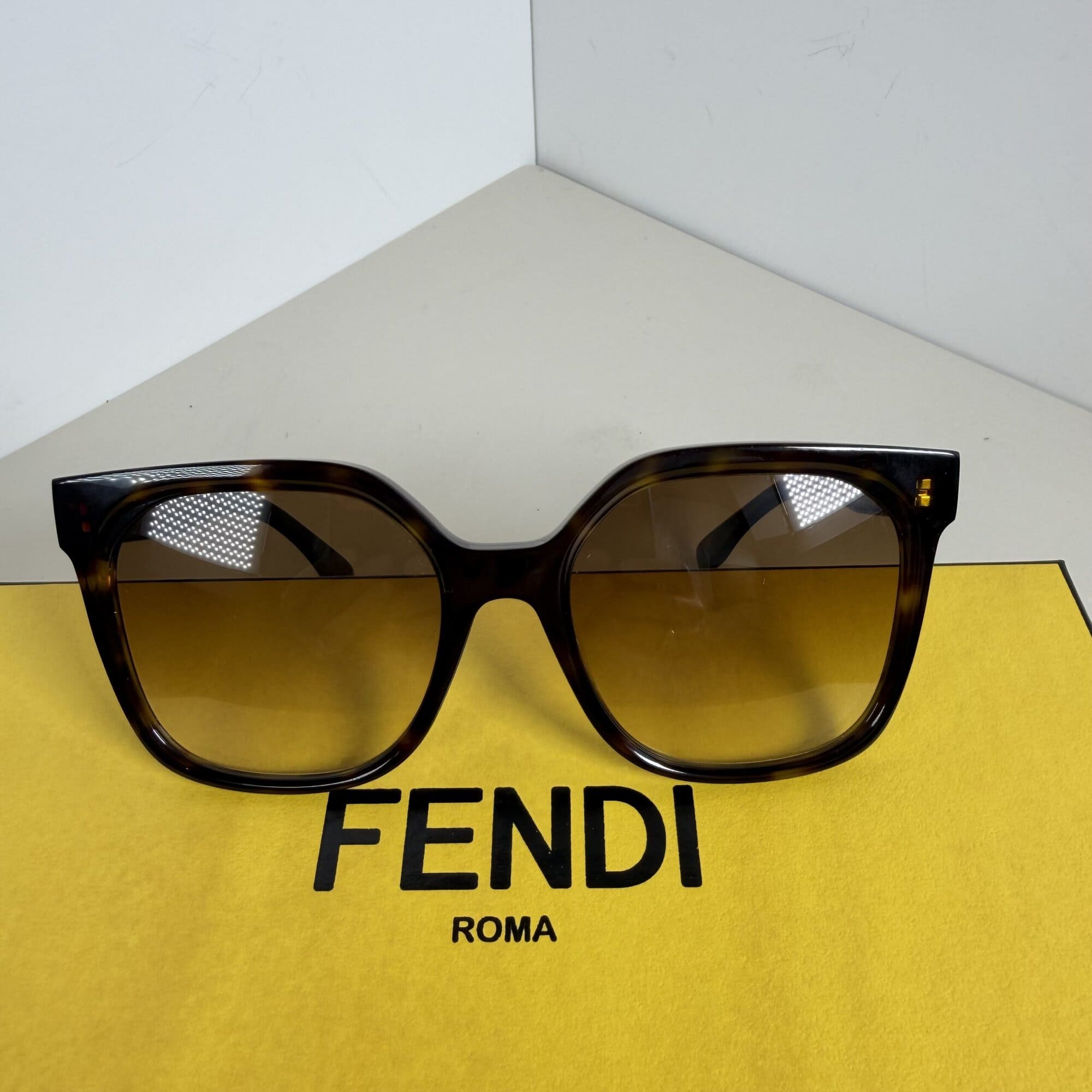 Fendi Oversized Square Tortoiseshell Sunglasses