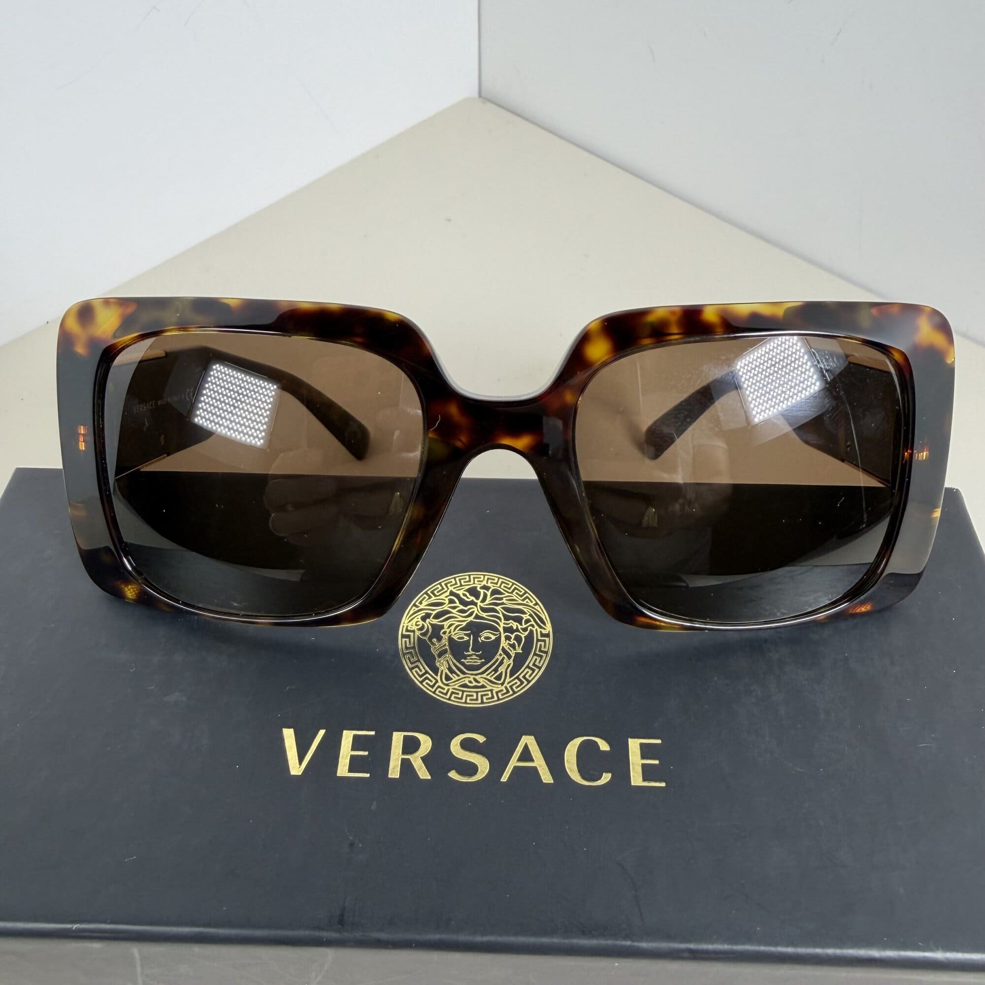 Versace VE4405 Oversized Square Tortoiseshell Sunglasses