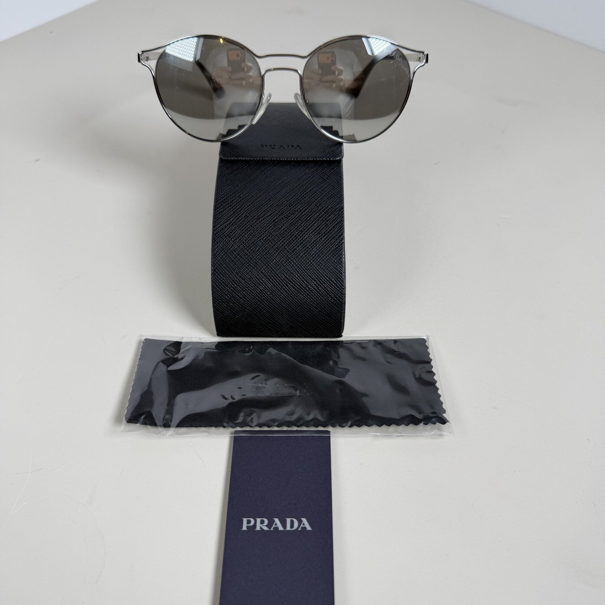 Prada SPR 53S Cinema Silver Round Sunglasses