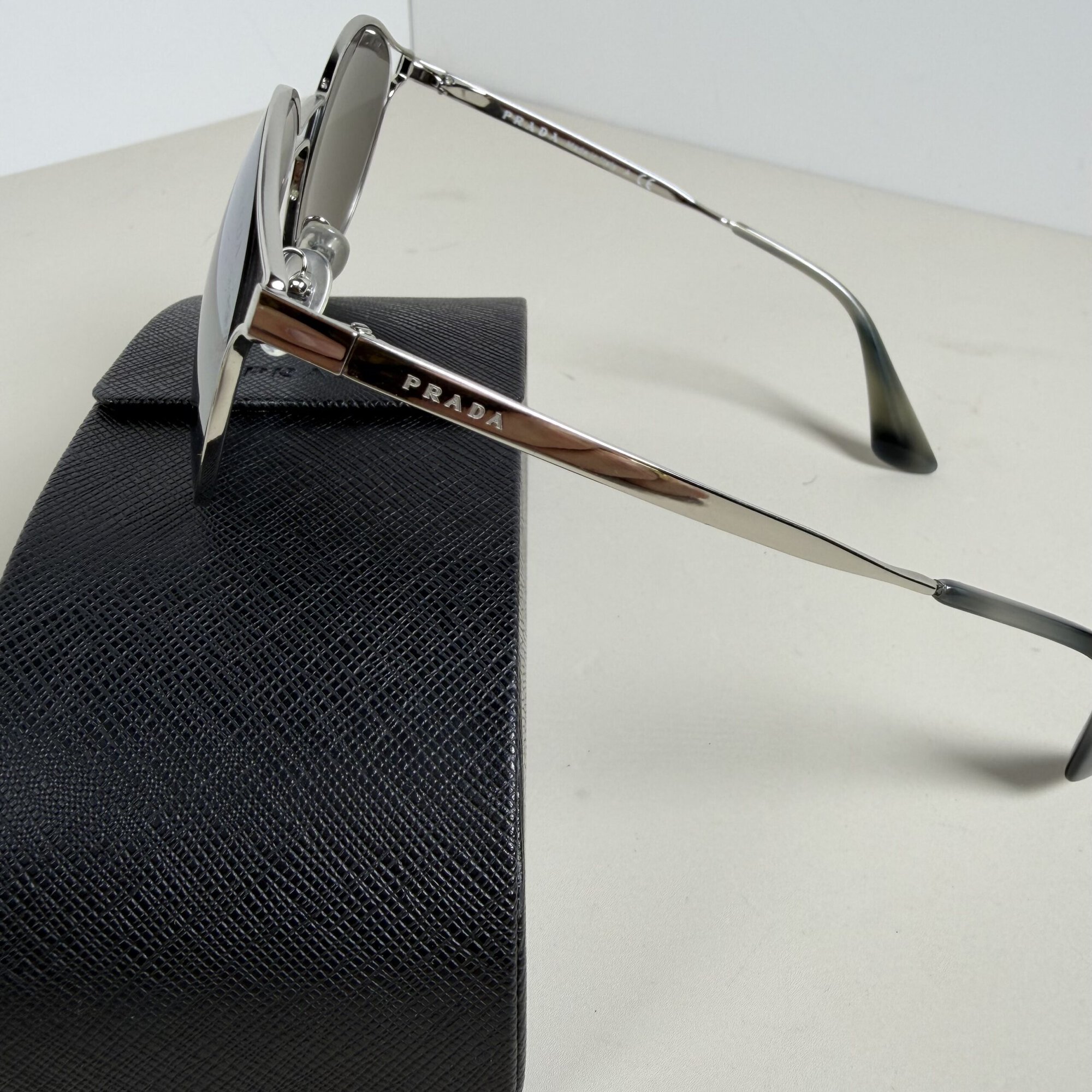 Prada SPR 53S Cinema Silver Round Sunglasses - Image 3