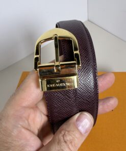 Louis Vuitton Taiga Leather Ceinture Ellipse Belt 110/44 in rugged Acajou brown Taiga leather - Image 5