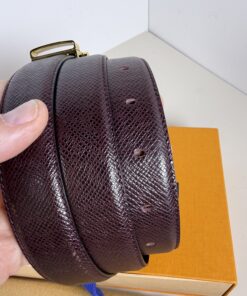 Louis Vuitton Taiga Leather Ceinture Ellipse Belt 110/44 in rugged Acajou brown Taiga leather - Image 6