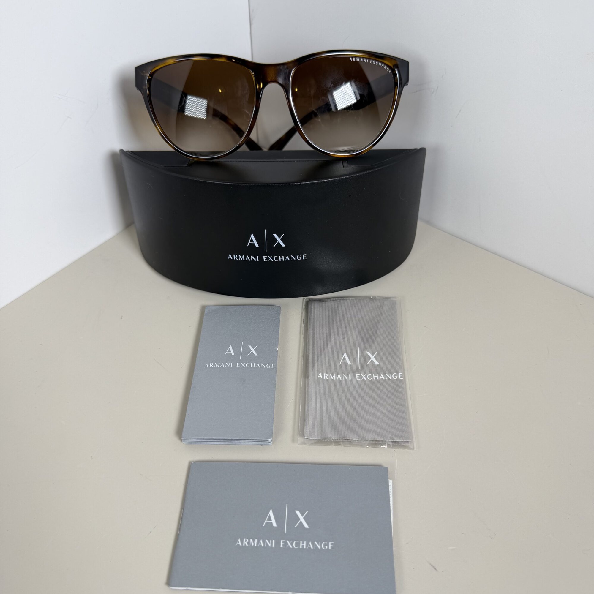 Armani Exchange AX4115S Tortoiseshell Square Sunglasses with Gradient Brown Lenses