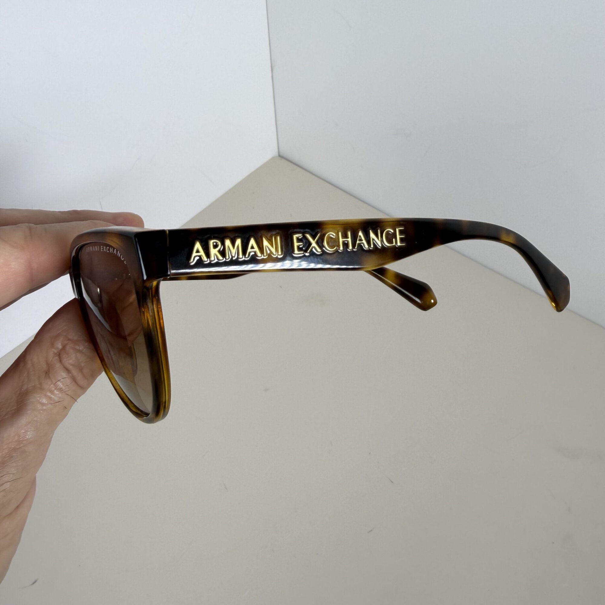 Armani Exchange AX4115S Tortoiseshell Square Sunglasses with Gradient Brown Lenses - Image 3